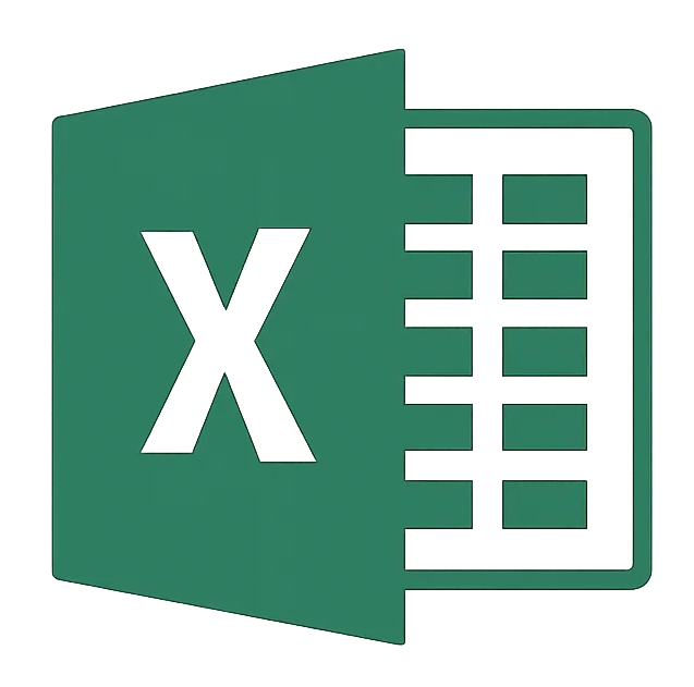 Logo verde do Microsoft Excel, software de planilhas para cálculos, relatórios e análise de dados.