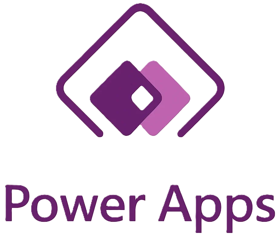 Logotipo do Microsoft Power Apps em fundo branco, representando criação de aplicativos personalizados, automação de processos e soluções low-code. Microsoft Power Apps logo on a white background, representing custom app creation, process automation, and low-code solutions.