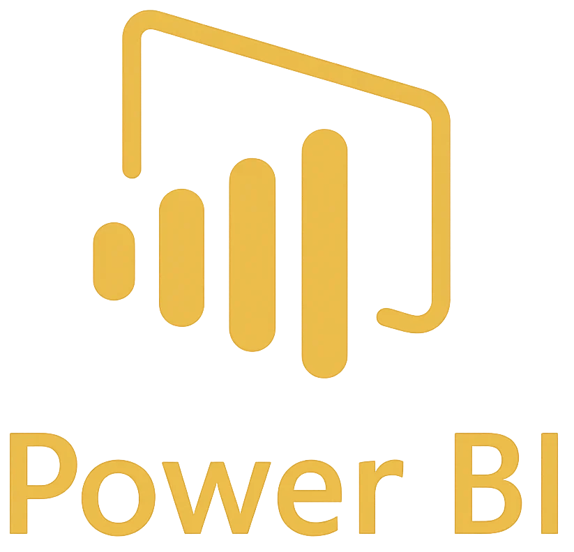 Logotipo do Microsoft Power BI em fundo escuro, representando Business Intelligence, dashboards interativos e análise avançada de dados. Microsoft Power BI logo on a dark background, representing Business Intelligence, interactive dashboards, and advanced data analytics.