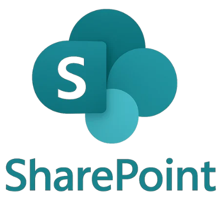 Logotipo do Microsoft SharePoint em fundo transparente, simbolizando colaboração corporativa, gestão de documentos e intranets digitais. Microsoft SharePoint logo on a transparent background, symbolizing corporate collaboration, document management, and digital intranets.