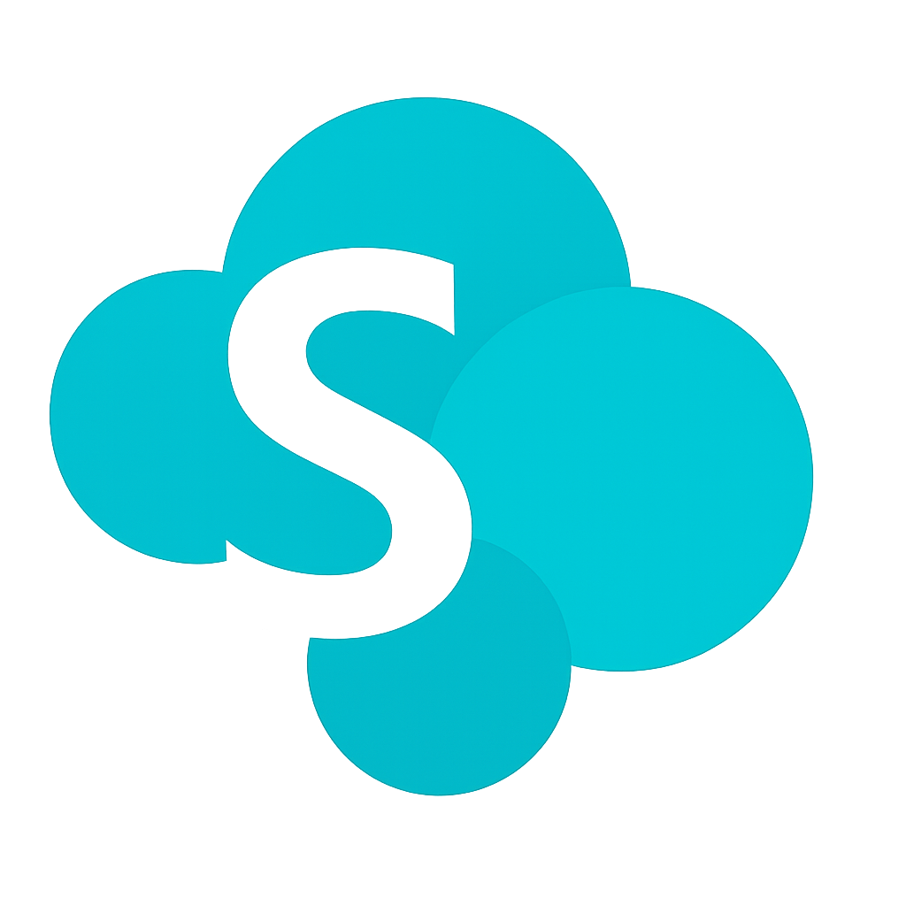 Ícone vetorial oficial do Microsoft SharePoint em tom azul turquesa com efeito luminoso, perfeito para ilustrar conteúdos sobre colaboração corporativa, intranet, gestão documental e integração com Microsoft 365. Ideal para uso em apresentações, treinamentos, tutoriais, blogs de tecnologia e materiais institucionais.