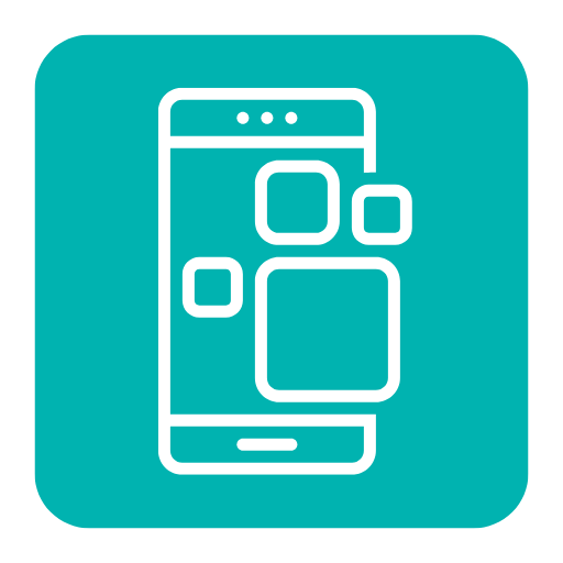 Ícone minimalista de aplicativo mobile representando desenvolvimento de apps, design UI/UX e soluções digitais.