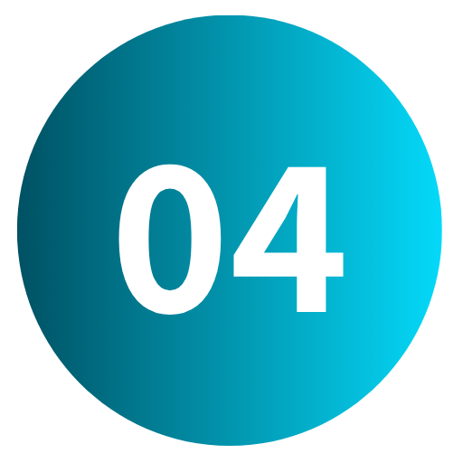 Ícone circular azul em gradiente com o número 04