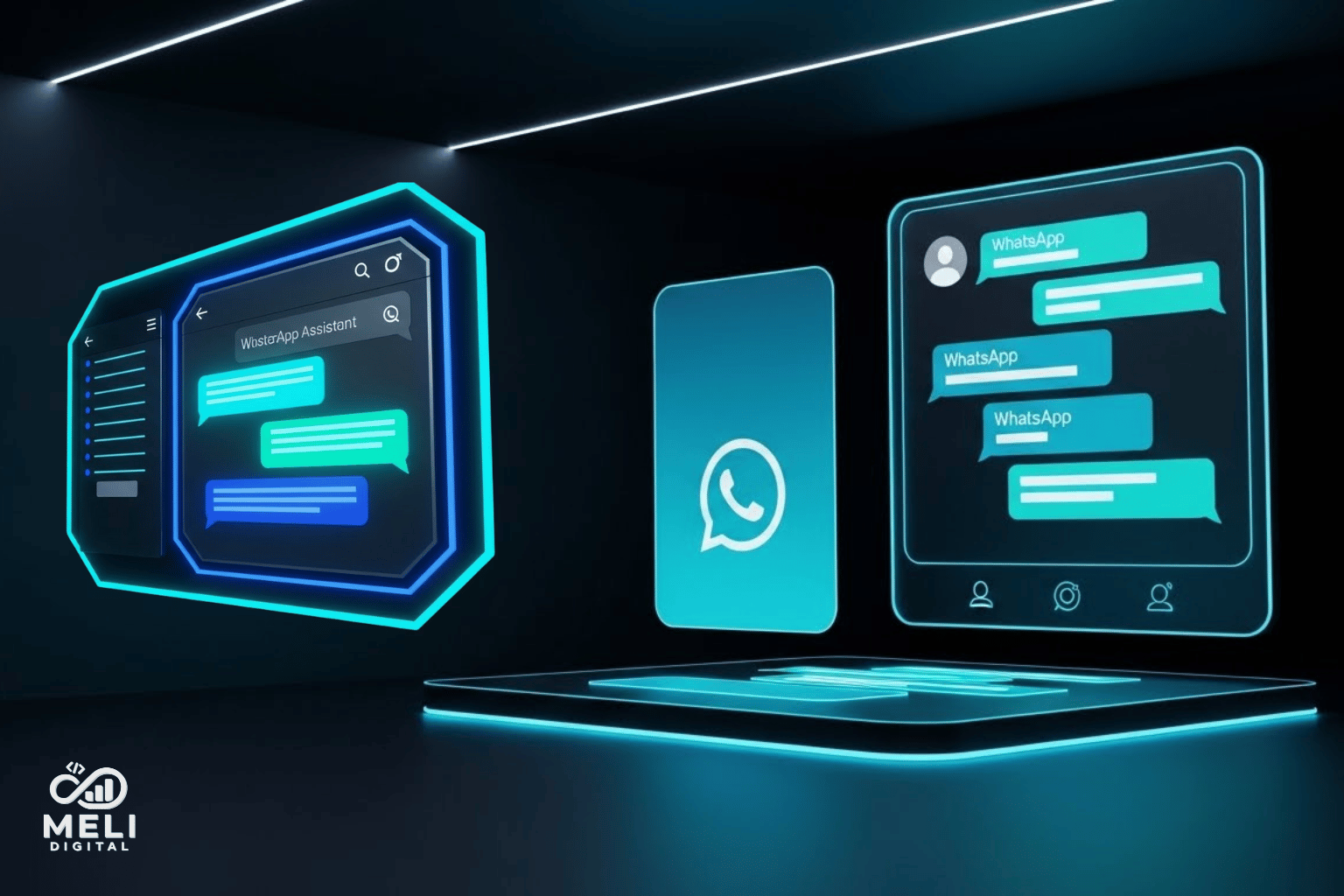Automação de atendimento via WhatsApp, mostrando chat automatizado, dashboards e integrações — automação de atendimento em destaque.