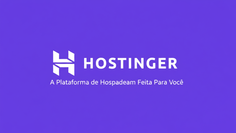 Imagem institucional da Hostinger com identidade visual tecnológica, predominância de tons escuros e elementos gráficos modernos, transmitindo desempenho, confiabilidade e infraestrutura digital voltada à hospedagem de sites e aplicações escaláveis.